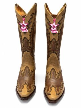 Los Altos Two-Tone Leather Cowgirl  Boots - Brown & Tan